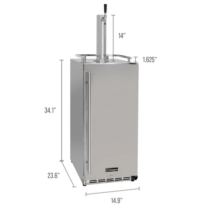 BrewCo 15" Wide Outdoor Single Tap Stainless Steel Built-In Commercial Kegerator