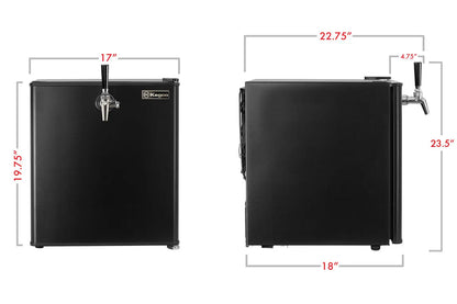 BrewCo 17" Wide Carbonated Water Single Tap Black Commercial/Residential Mini Kegerator