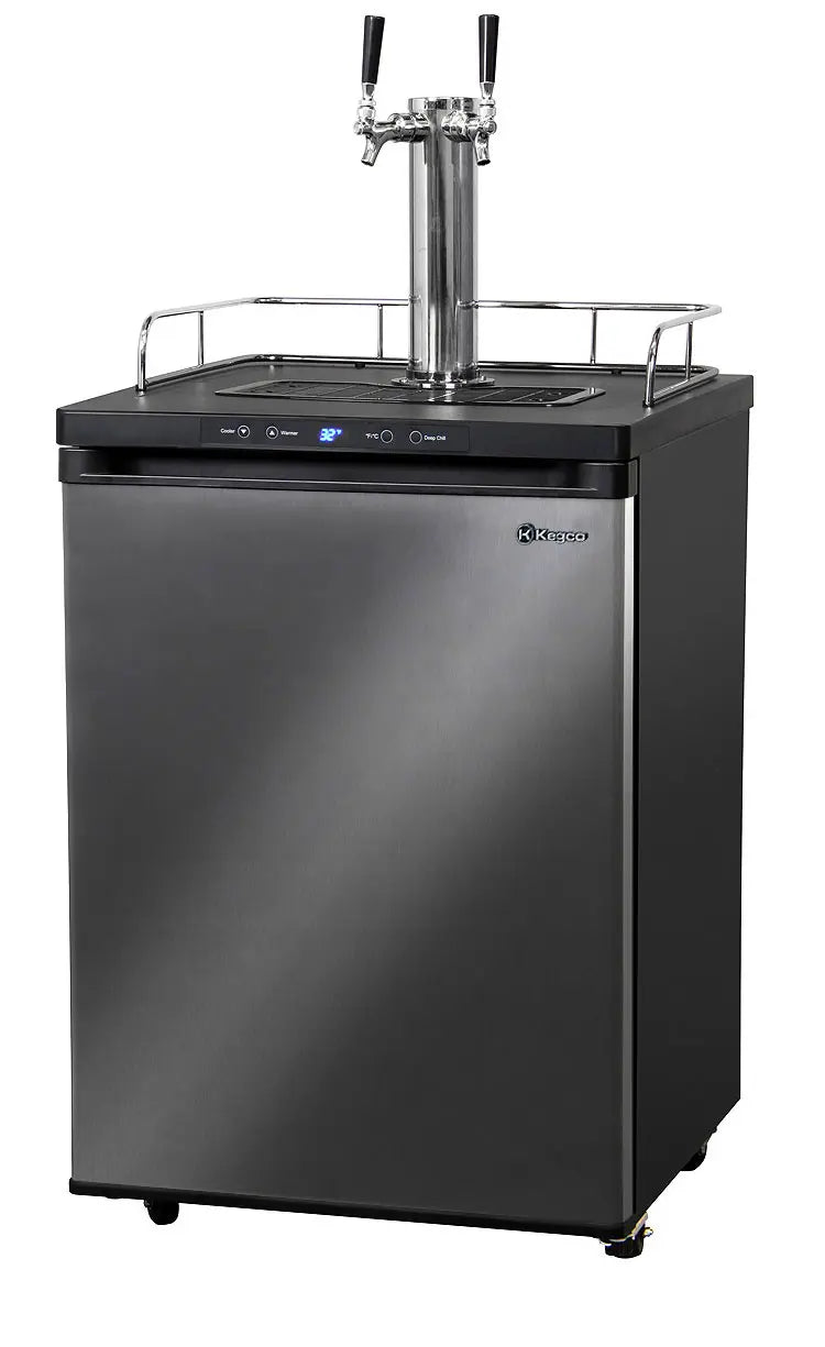 BrewCo 24" Wide Dual Tap Black Stainless Steel Digital Kegerator