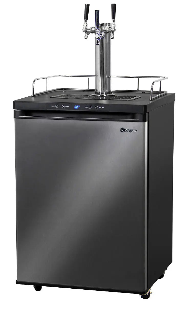 BrewCo 24" Wide Homebrew Triple Tap Black Stainless Steel Digital Kegerator