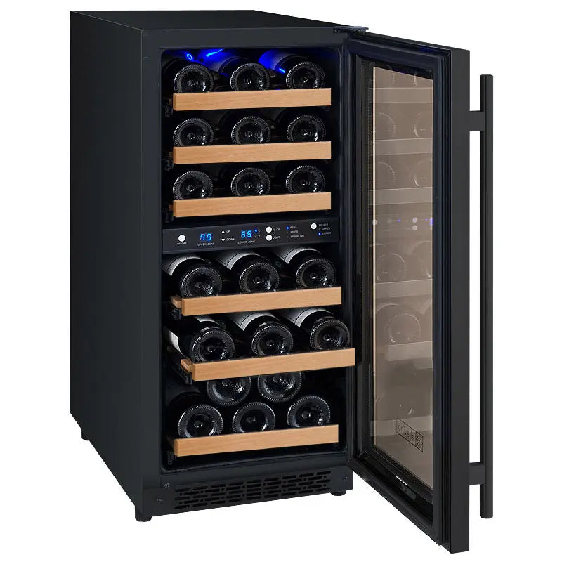 Alloe 15" Wide FlexCount II Tru-Vino 30 Bottle Dual Zone Stainless Steel Right Hinge Wine Refrigerator