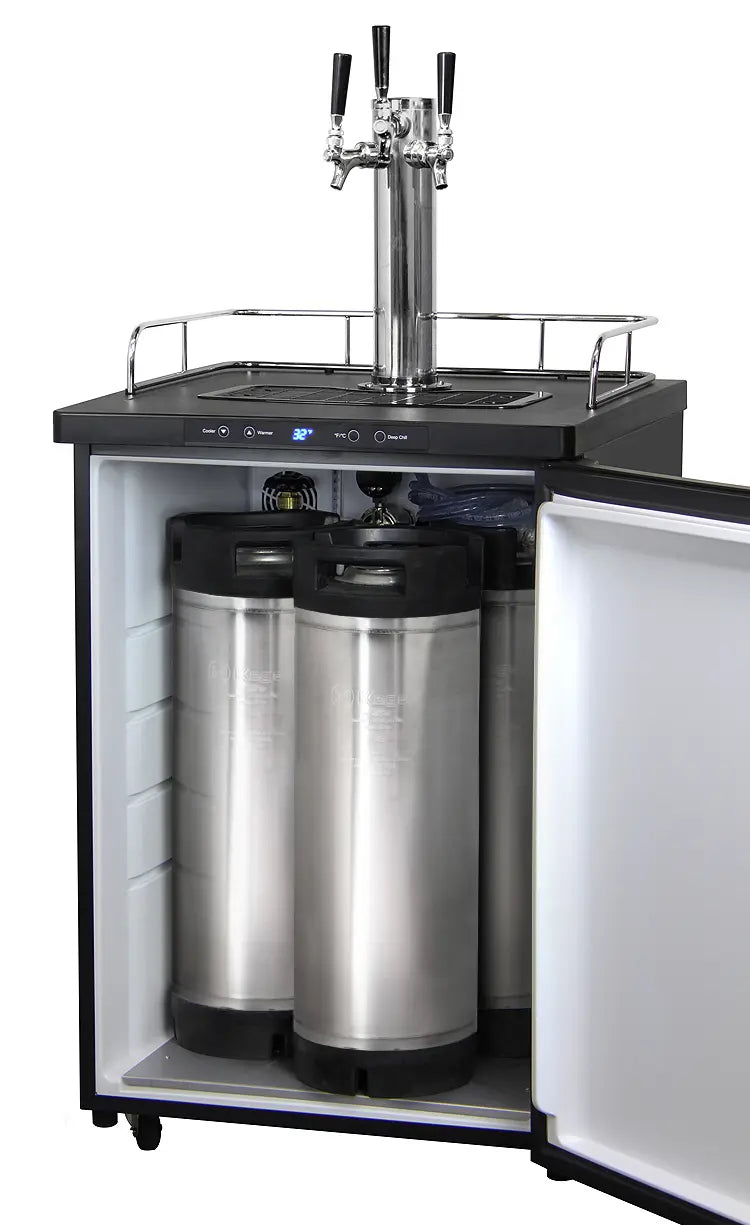 BrewCo 24" Wide Homebrew Triple Tap Black Stainless Steel Digital Kegerator