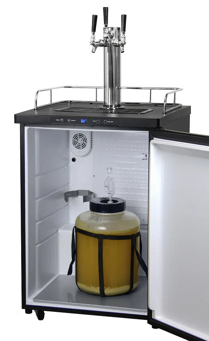 BrewCo 24" Wide Homebrew Triple Tap Black Stainless Steel Digital Kegerator