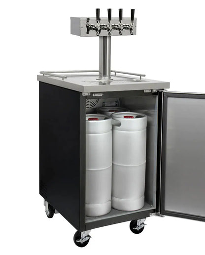 BrewCo 24" Wide Cold Brew Coffee Four Tap Black Commercial Kegerator