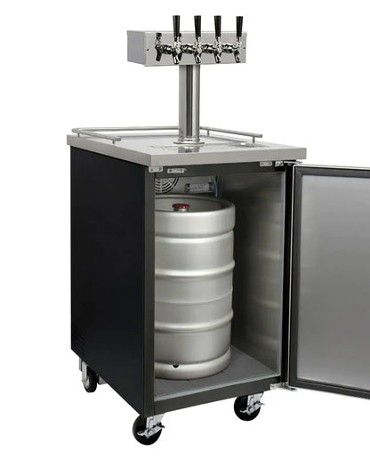 BrewCo 24" Wide Cold Brew Coffee Four Tap Black Commercial Kegerator